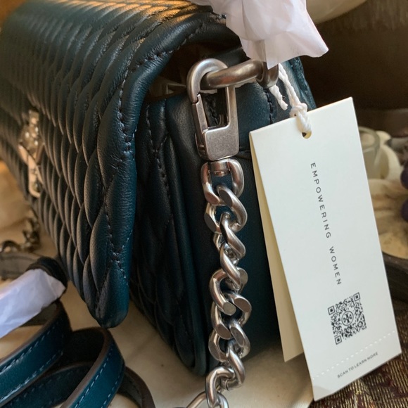 SOLD⛔️Authentic TORY BURCH Quilted Leather logo magnetic flap satchel/shoulder - Picture 15 of 16